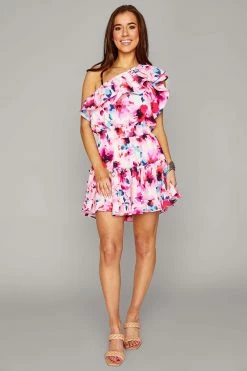 BuddyLove Sofia One Shoulder Ruffle Cocktail Dress - Circus -US Skirt Sales Store CG4715SofiaCircusFullFront