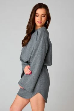 BuddyLove Willa Sweatshirt Dress - Heather Grey -US Skirt Sales Store CG4752WillaHeatherGreySide