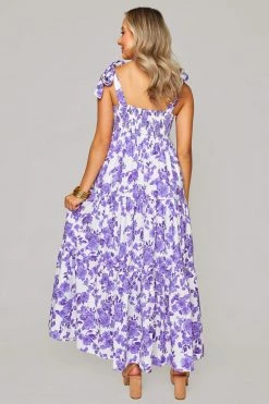 BuddyLove Arlene Tie-Shoulder Maxi Dress - Purple Floral 12 BuddyLove Arlene Tie-Shoulder Maxi Dress - Purple Floral -US Skirt Sales Store CG4795ArlenePurpleFloralFullBack