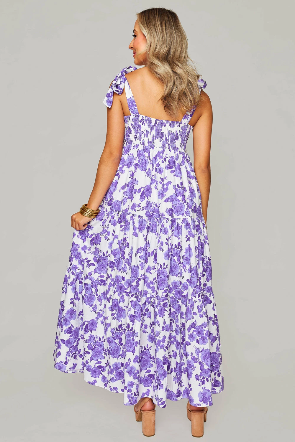 BuddyLove Arlene Tie-Shoulder Maxi Dress - Purple Floral 7 BuddyLove Arlene Tie-Shoulder Maxi Dress - Purple Floral - Image 5