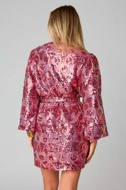 BuddyLove Adeline Sequin Wrap Dress - Wild Strawberry -US Skirt Sales Store CG4801AdelineWildStrawberryBack