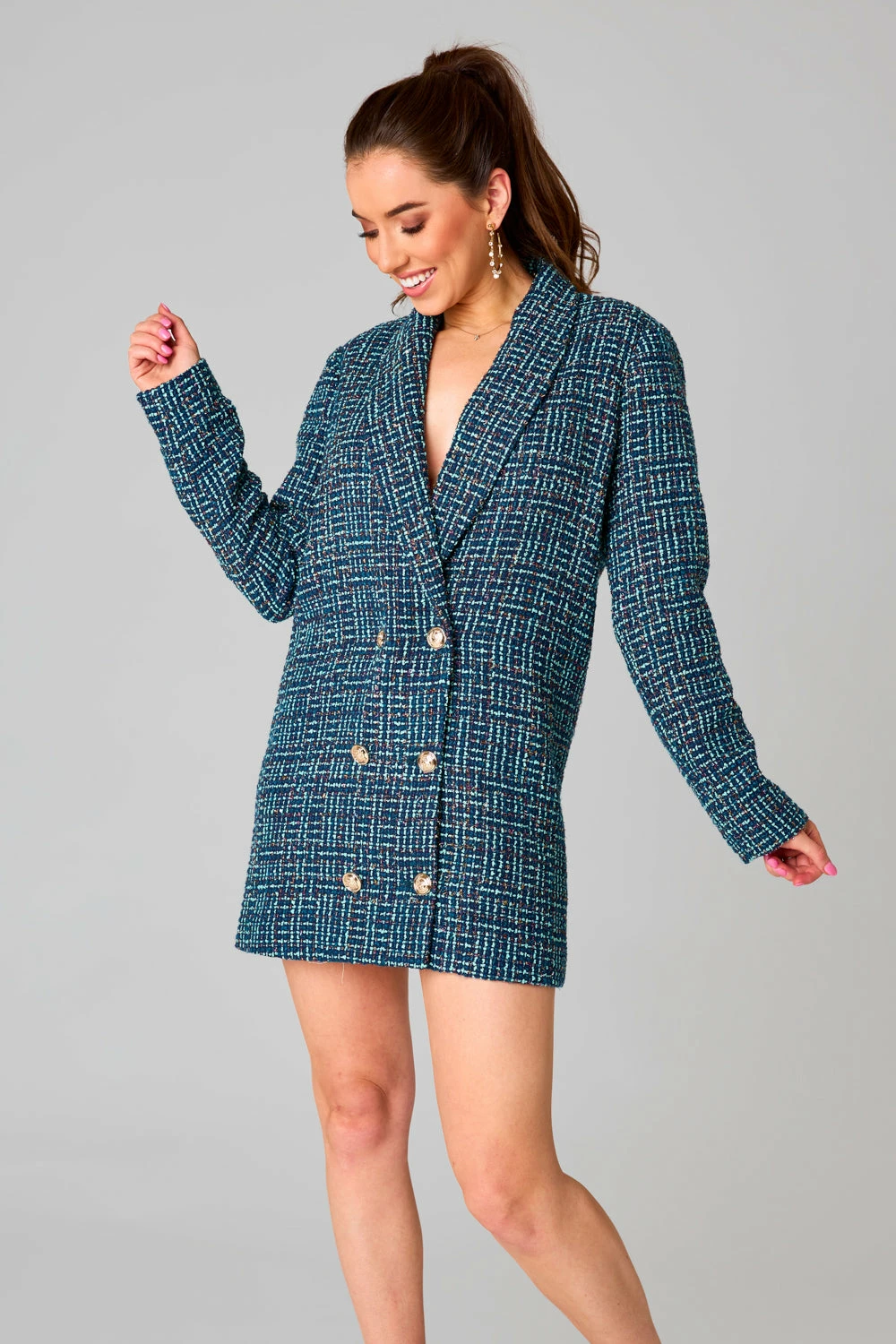 BuddyLove Carey Short Blazer Dress - Blue 5 BuddyLove Carey Short Blazer Dress - Blue - Image 3