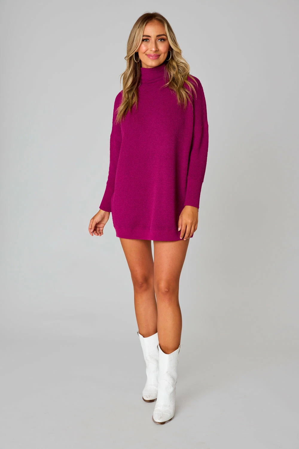 BuddyLove Mara Turtle Neck Short Dress - Mulberry 5 BuddyLove Mara Turtle Neck Short Dress - Mulberry - Image 3