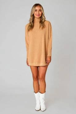 BuddyLove Mara Turtle Neck Short Dress - Tan -US Skirt Sales Store CG4828MaraTanFull