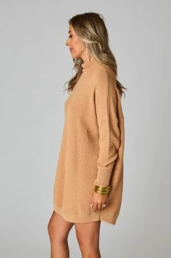 BuddyLove Mara Turtle Neck Short Dress - Tan -US Skirt Sales Store CG4828MaraTanSide2