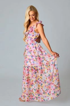 BuddyLove Buffy Ruffle Shoulder Maxi Dress - Estate -US Skirt Sales Store CG4852BuffyEstateSide1
