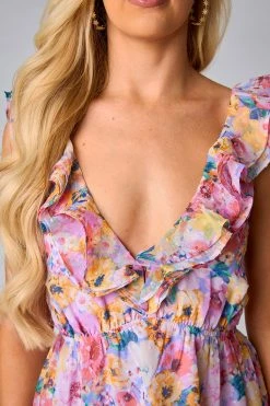 BuddyLove Buffy Ruffle Shoulder Maxi Dress - Estate -US Skirt Sales Store CG4852BuffyEstateTopClose