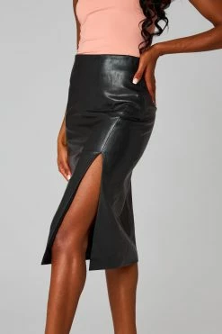 BuddyLove Vanessa Vegan Leather Pencil Skirt - Black -US Skirt Sales Store CG4873VanessaBlackFront