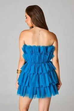 BuddyLove Powder Puff Strapless Tulle Mini Dress - Indigo 11 BuddyLove Powder Puff Strapless Tulle Mini Dress - Indigo -US Skirt Sales Store CG4877PowderPuffIndigoBack