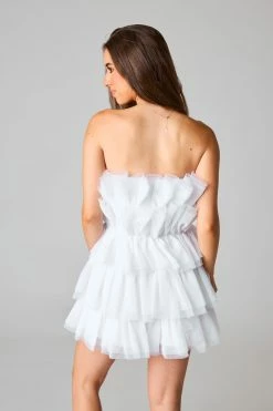 BuddyLove Powder Puff Strapless Tulle Mini Dress - White -US Skirt Sales Store CG4877PowderPuffWhiteBack