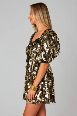 BuddyLove Colby Puff Sleeve Mini Dress - Pennies From Heaven 12 BuddyLove Colby Puff Sleeve Mini Dress - Pennies From Heaven -US Skirt Sales Store CG4885ColbyPenniesFromHeavenSide2