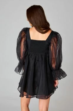 BuddyLove Betsy Puff Sleeve Babydoll Dress - Raven 10 BuddyLove Betsy Puff Sleeve Babydoll Dress - Raven -US Skirt Sales Store CG4904BetsyRavenBack