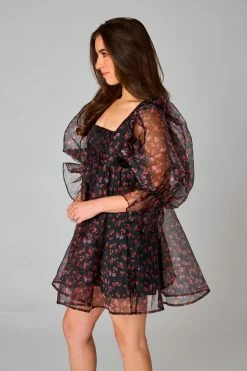 BuddyLove Betsy Puff Sleeve Babydoll Dress - Floral Fantasy -US Skirt Sales Store CG4923BetsyFloralFantasySide