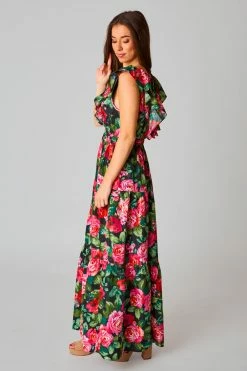 BuddyLove Crawford Ruffle Sleeve Maxi Dress - Rosa 10 BuddyLove Crawford Ruffle Sleeve Maxi Dress - Rosa -US Skirt Sales Store CG4925CrawfordRosaSide2