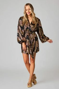 BuddyLove Adeline Sequin Short Wrap Dress - Vegas -US Skirt Sales Store CG4962AdelineVegasFrontFull2