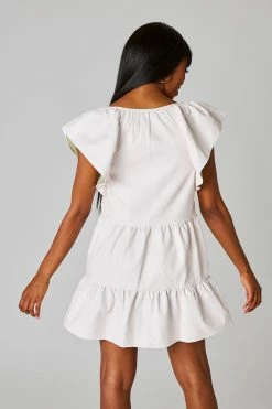 BuddyLove Ronnie Ruffle Sleeve Short Dress - Powder -US Skirt Sales Store CG5010RonniePowderBack