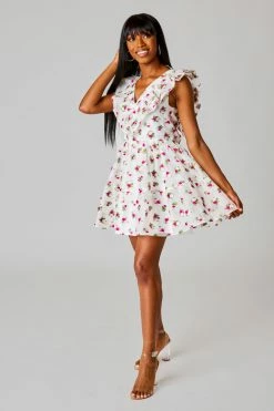BuddyLove Maddison Ruffle Sleeve Short Dress - Calla Lily -US Skirt Sales Store CG5035MaddisonCallaLilyFull1
