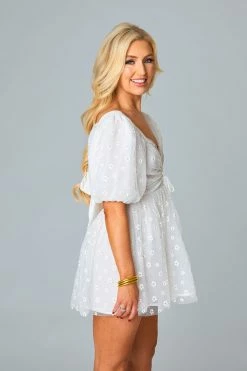 BuddyLove Hannah Elastic Waist Mini Dress - English Daisy 10 BuddyLove Hannah Elastic Waist Mini Dress - English Daisy -US Skirt Sales Store CG5064HannahEnglishDaisySide1