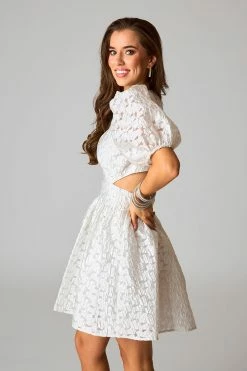 BuddyLove Tinsley Cut Out Short Dress - Alabaster -US Skirt Sales Store CG5083TinsleyAlabasterSide2
