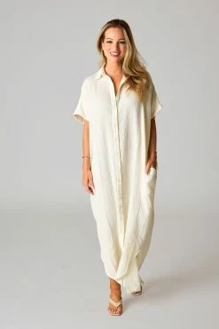 BuddyLove Carmen Cover Up Maxi Dress - Vanilla -US Skirt Sales Store CG5087CarmenVanillaFull3
