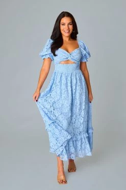 BuddyLove Ross Cut Out Lace Midi Dress - Starlight -US Skirt Sales Store CG5088RossStarlightFull5