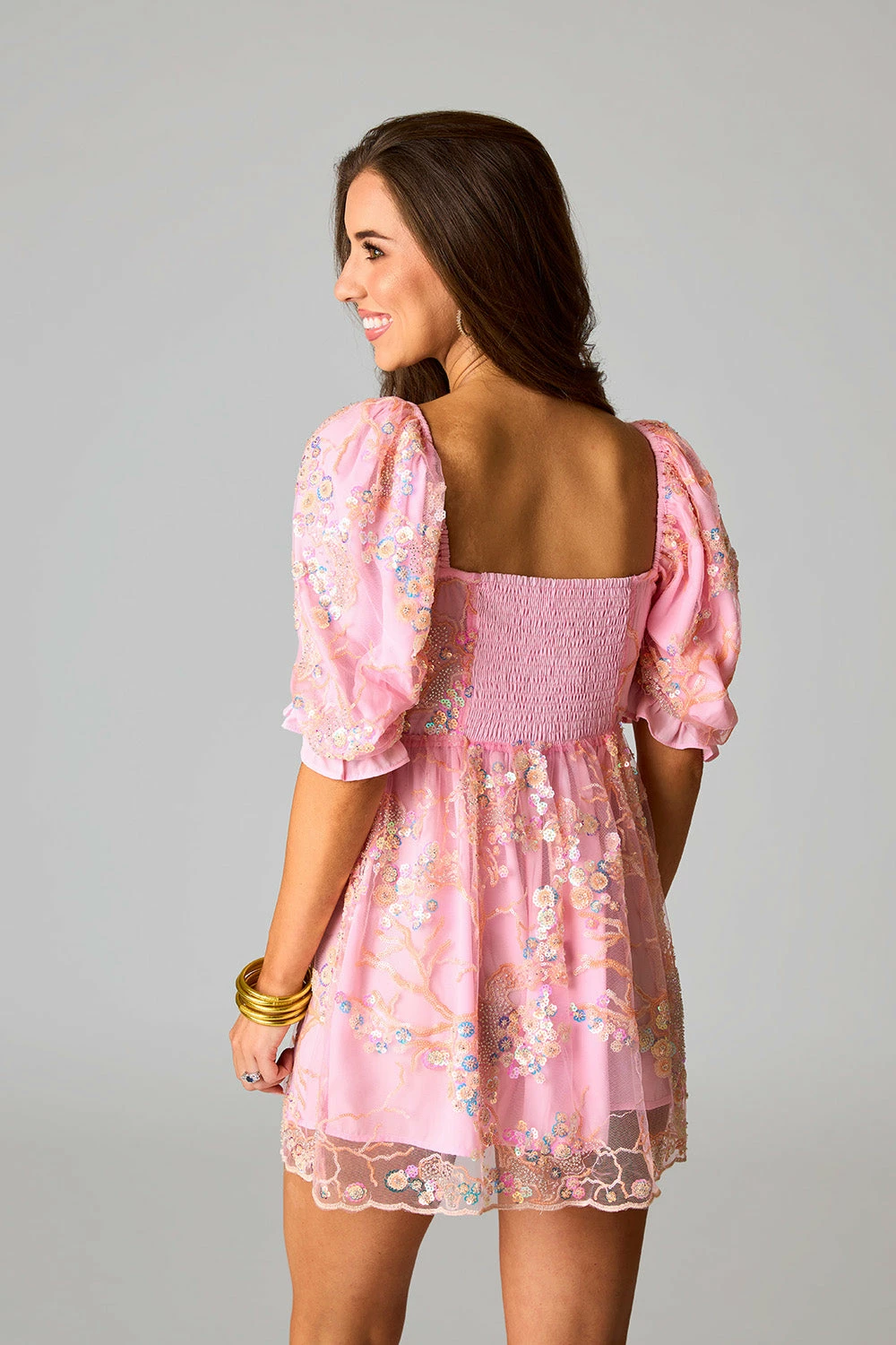 BuddyLove Colby Puff Sleeve Mini Dress - Peaches N Cream 7 BuddyLove Colby Puff Sleeve Mini Dress - Peaches N Cream - Image 5