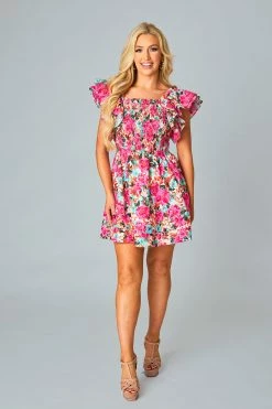 BuddyLove Kimber Ruffle Sleeve Short Dress - Sweet Dreams -US Skirt Sales Store CG5146KimberSweetDreamsFull1