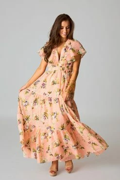 BuddyLove Cece Flutter Sleeve Maxi Dress - Irish Rose -US Skirt Sales Store CG5163CeceIrishRoseFull2