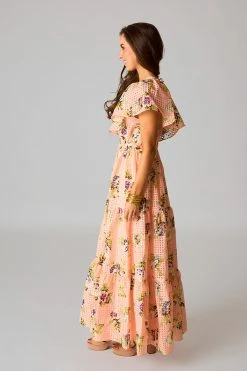 BuddyLove Cece Flutter Sleeve Maxi Dress - Irish Rose -US Skirt Sales Store CG5163CeceIrishRoseSide4