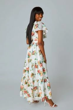 BuddyLove Cece Flutter Sleeve Maxi Dress - Scottish Rose -US Skirt Sales Store CG5242CeceScottishRoseSide4