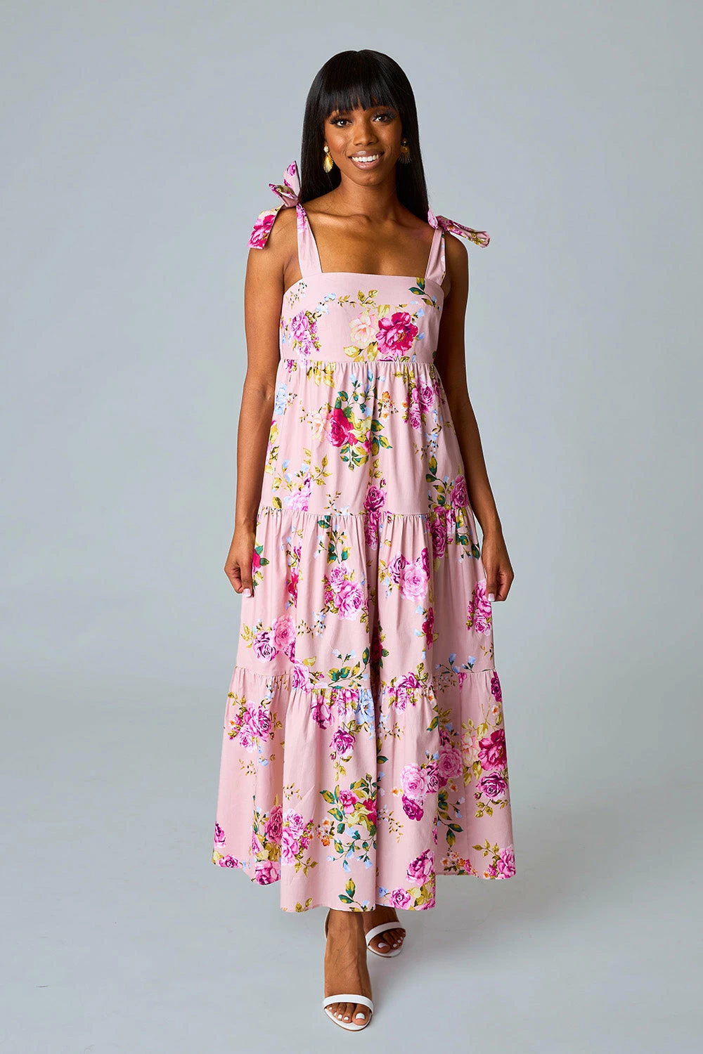 BuddyLove Arlene Tie-Shoulder Maxi Dress - Blushing 5 BuddyLove Arlene Tie-Shoulder Maxi Dress - Blushing - Image 3