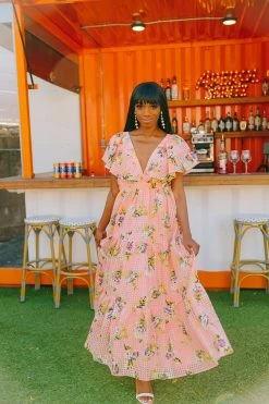 BuddyLove Cece Flutter Sleeve Maxi Dress - Irish Rose