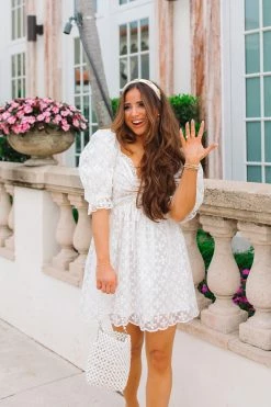 BuddyLove Colby Puff Sleeve Mini Dress - Ivory Eyelet