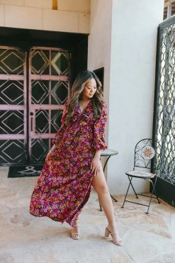 BuddyLove Desirae Long Sleeve Maxi Dress - Forbidden