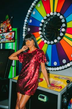 BuddyLove Elliot Sequin Short Dress - Red Hot