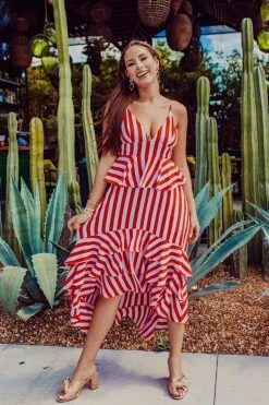 BuddyLove Georgia Ruffled Tiered Sleeveless High-Low Dress - Nautical