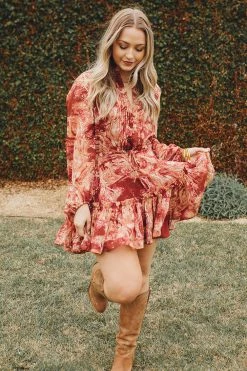 BuddyLove Grace Long Sleeve Short Dress - Maple Sugar