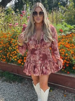 BuddyLove Grace Long Sleeve Short Dress - Maple Sugar -US Skirt Sales Store GraysonGaceMapleSugar