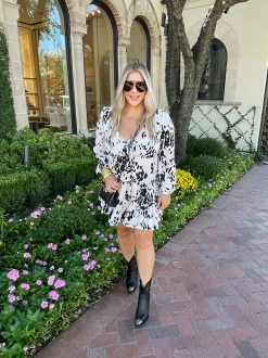 BuddyLove Melody Tie Front Mini Dress - Snow Leopard -US Skirt Sales Store GraysonMelodySnowLeopard