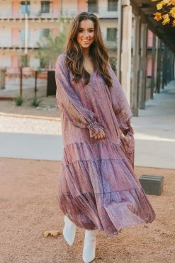 BuddyLove Greta Long Sleeve Maxi Dress - Forget Me Not