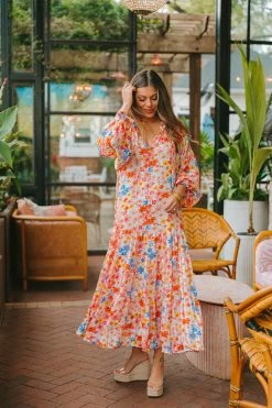 BuddyLove Greta Long Sleeve Maxi Dress - Wild Flower