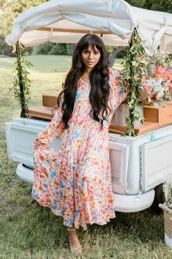 BuddyLove Greta Long Sleeve Maxi Dress - Wild Flower -US Skirt Sales Store GretaWildFlower6