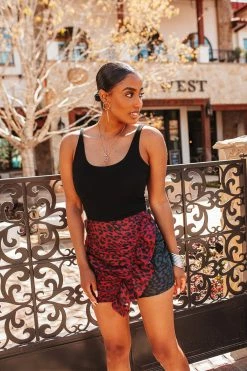 BuddyLove Hope Color Block Mini Skirt - Merlot Cat