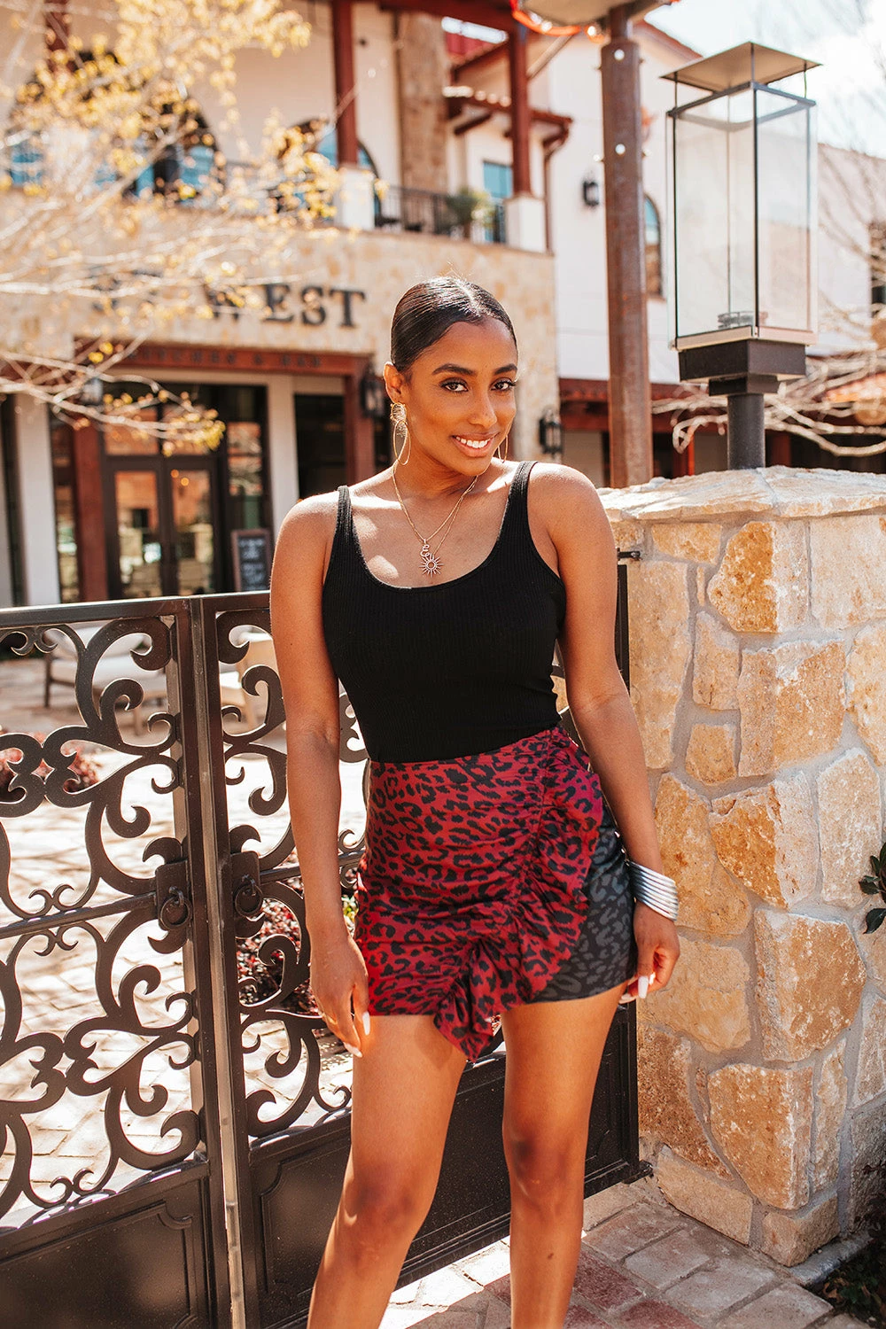 BuddyLove Hope Color Block Mini Skirt - Merlot Cat 4 BuddyLove Hope Color Block Mini Skirt - Merlot Cat - Image 2