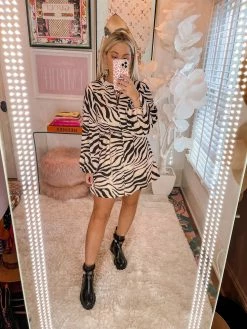 BuddyLove Leah Button Up Short Dress - Zebra Striped -US Skirt Sales Store IMG 0552