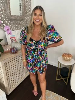 BuddyLove Colby Puff Sleeve Mini Dress - Jamboree -US Skirt Sales Store IMG 6491