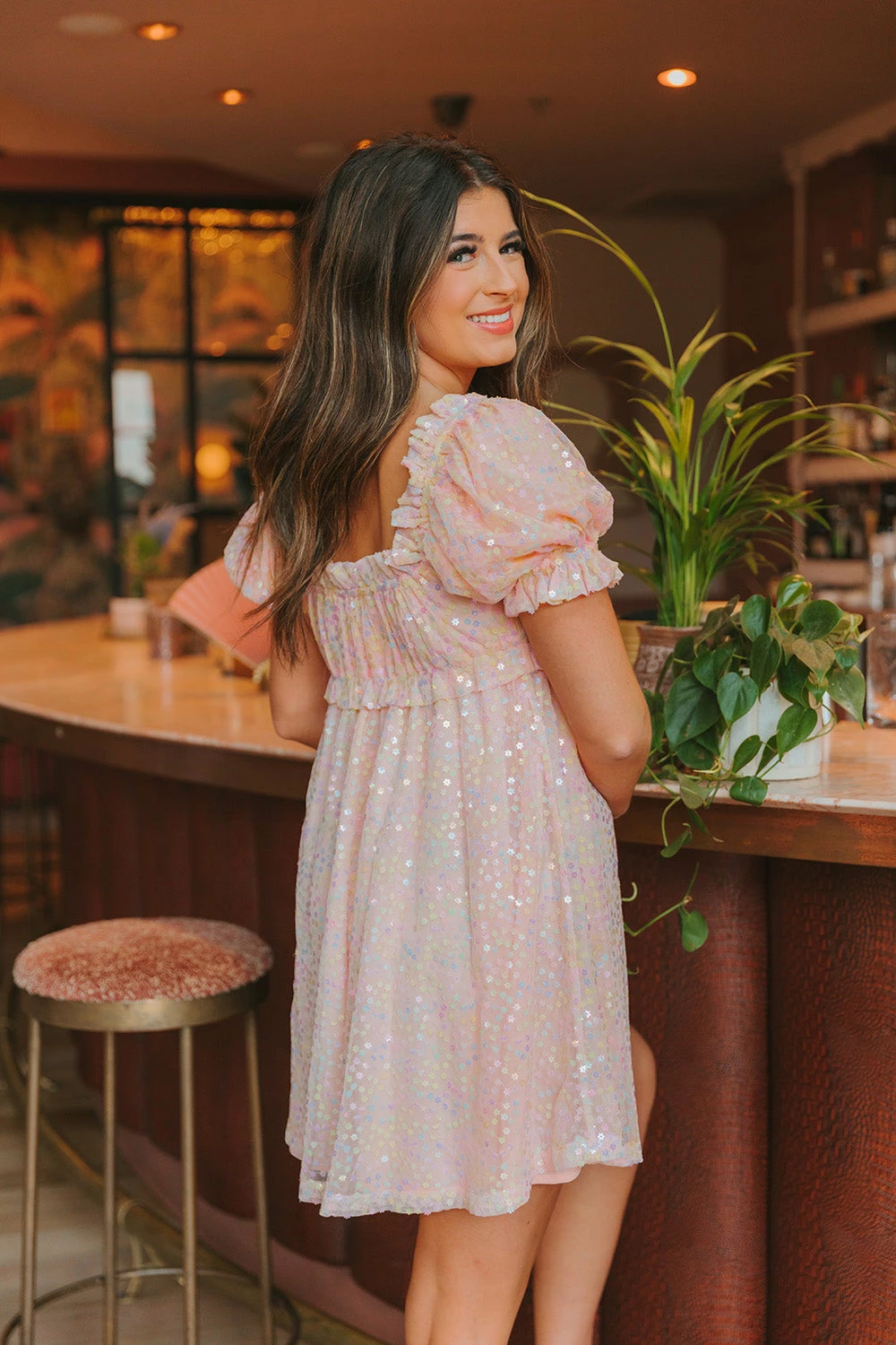 BuddyLove Jac Puff Sleeve Short Dress - Rainbow 4 BuddyLove Jac Puff Sleeve Short Dress - Rainbow - Image 2