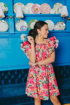 BuddyLove Kimber Ruffle Sleeve Short Dress - Sweet Dreams