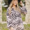 BuddyLove Leah Button Up Short Dress - Zebra Striped