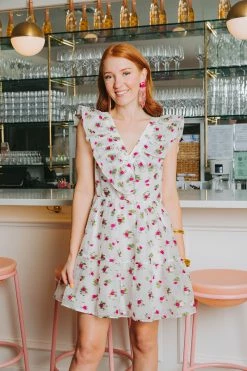 BuddyLove Maddison Ruffle Sleeve Short Dress - Calla Lily